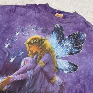 VTG Y2K The Mountain Fairy Graphic T-Shirt Mens XXL Purple Tie Dye 2003